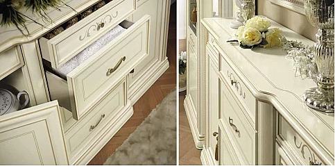 Μπουφές Ιταλίας σε πατίνα με σκάλισμα AVORIO (SIENA3)