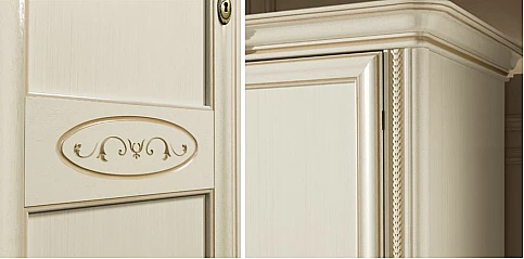 Ντουλάπα τετράφυλλη vintage εκρού (SIENA) 