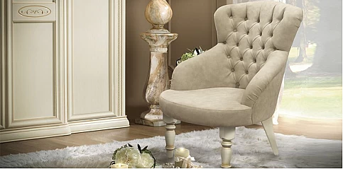 Καπιτονέ πολυθρόνα εκρού Ιταλίας (SIENA)