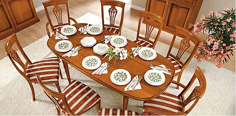 Τραπέζι τραπεζαρίας Ιταλίας (ΝOSTALGIA) σε φινίρισμα καρυδιάς επεκτεινόμενο (2μ-2.9μ)