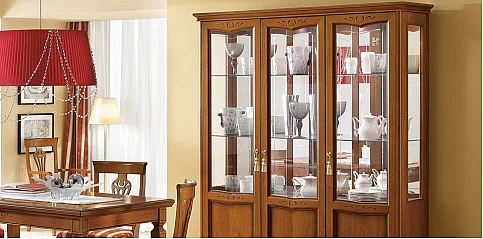 Βιτρίνα με 3 πόρτες Ιταλίας NOSTALGIA καρυδί (NOS3)