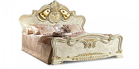 Κρεβάτι king size Ιταλίας εκρού LEONARDO με διακόσμηση στο κεφαλάρι (197X200) (LEON3)