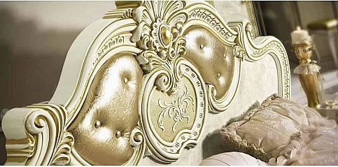 Κρεβάτι king size Ιταλίας εκρού LEONARDO με διακόσμηση στο κεφαλάρι (197X200) (LEON3)