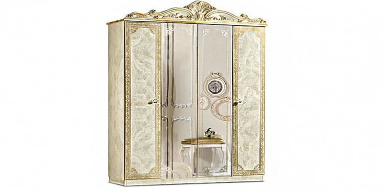 Ντουλάπα τετράφυλλη κλασική με καθρέφτη LEONARDO (LEON4) ΝΤΟΥΛΑΠΕΣ