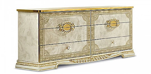 Διπλή συρταριέρα κλασική εκρού LEONARDO (LEO6)