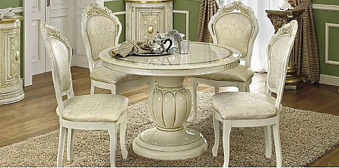 Τραπέζι τραπεζαρίας ροτόντα ανοιγόμενο εκρού LEONARDO (LEON2)