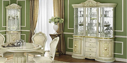 Βιτρίνα Ιταλίας κλασική με 3 πόρτες εκρού LEONARDO (LEON3)