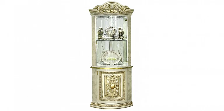 Γωνιακή βιτρίνα κλασική Ιταλίας εκρού LEONARDO (LEON) ΒΙΤΡΙΝΕΣ 