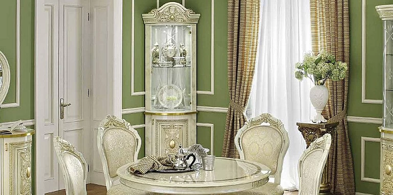 Γωνιακή βιτρίνα κλασική Ιταλίας εκρού LEONARDO (LEON) ΒΙΤΡΙΝΕΣ 