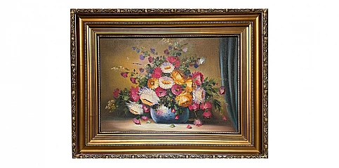 Χειροποίητος πίνακας ζωγραφικής με κορνίζα "Λουλούδια" (0006A1)