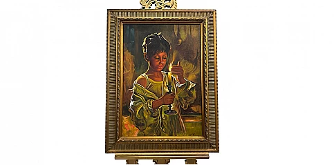 Πίνακας σε κορνίζα με αυθεντική ελαιογραφία χειρός "Κερί" (0005)