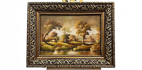 Πίνακας σε κορνίζα με ελαιογραφία χειρός "Τοπίο" (0002E)