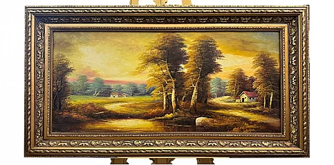 Πίνακας σε κορνίζα με ελαιογραφία χειρός "Τοπίο" (0003D)