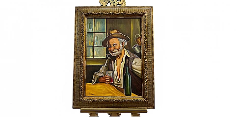 Πίνακας σε κορνίζα με ελαιογραφία χειρός "Παππούς" (0005-1)