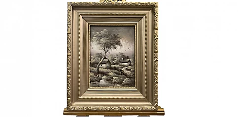 Πίνακας σε κορνίζα με ελαιογραφία χειρός "Τοπίο" (0007A)