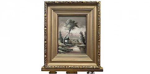 Πίνακας σε κορνίζα με ελαιογραφία χειρός "Τοπίο" (0007B)