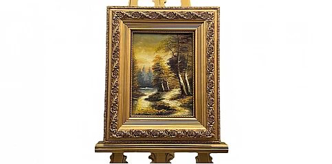 Πίνακας σε κορνίζα με ελαιογραφία χειρός "Τοπίο" (0007C)