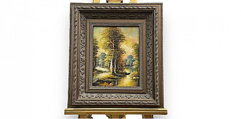 Πίνακας σε κορνίζα με ελαιογραφία χειρός "Τοπίο" (0007D)