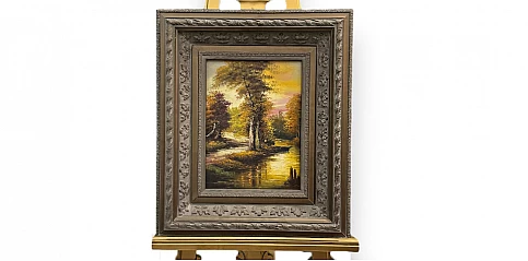 Πίνακας σε κορνίζα με ελαιογραφία χειρός "Τοπίο" (0007E)