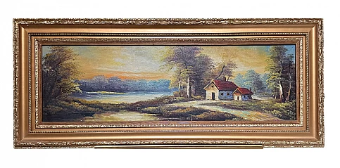 Χειροποίητος πίνακας ζωγραφικής με κορνίζα "Τοπίο" (0001A)