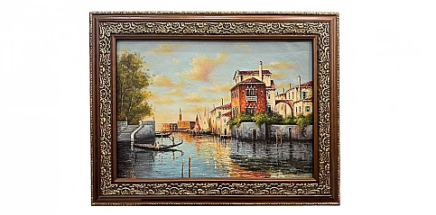 Πίνακας σε κορνίζα με αυθεντική ελαιογραφία χειρός "Βενετία" (0009)