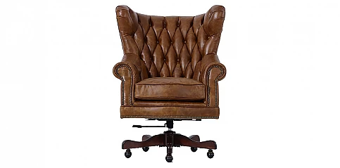 Περιστρεφόμενη Δερμάτινη Πολυθρόνα Γραφείου από Γνήσιο Δέρμα (42CI)