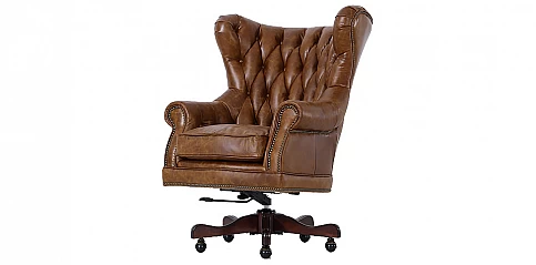 Περιστρεφόμενη Δερμάτινη Πολυθρόνα Γραφείου από Γνήσιο Δέρμα (42CI)