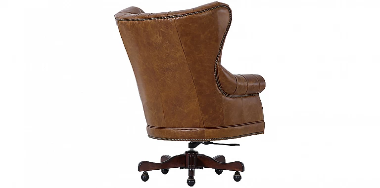 Καρέκλα γραφείου από γνήσιο δέρμα με μασίφ ξύλινη βάση