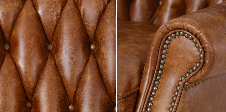 Καρέκλα γραφείου από γνήσιο δέρμα με μασίφ ξύλινη βάση