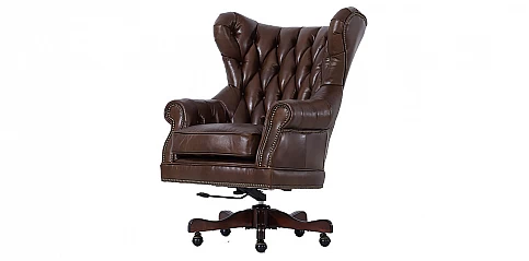 Περιστρεφόμενη Δερμάτινη Πολυθρόνα Γραφείου από Γνήσιο Δέρμα (42GE)