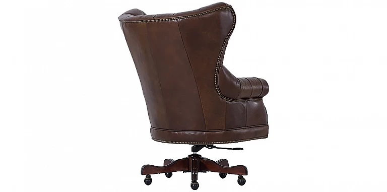 Καρέκλα γραφείου από γνήσιο δέρμα με μασίφ ξύλινη βάση