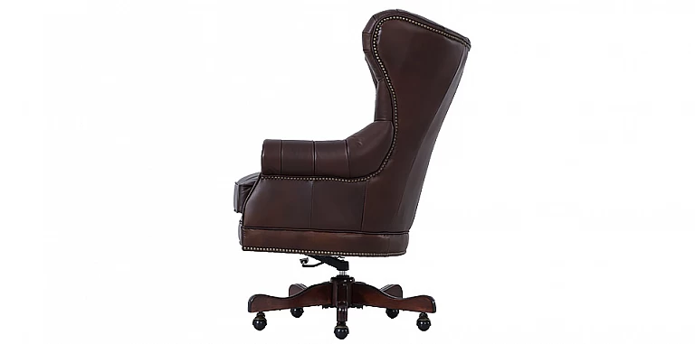 Περιστρεφόμενη δερμάτινη πολυθρόνα (42MR) ΠΟΛΥΘΡΟΝΑ ΓΡΑΦΕΙΟΥ Καρέκλα γραφείου από γνήσιο δέρμα με μασίφ ξύλινη βάση