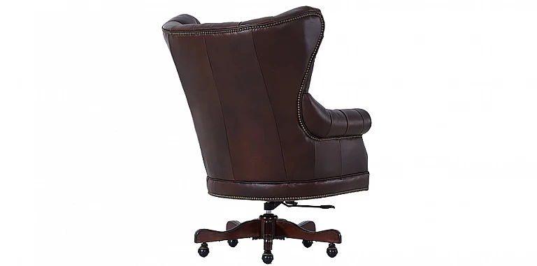 Περιστρεφόμενη δερμάτινη πολυθρόνα (42MR) ΠΟΛΥΘΡΟΝΑ ΓΡΑΦΕΙΟΥ Καρέκλα γραφείου από γνήσιο δέρμα με μασίφ ξύλινη βάση