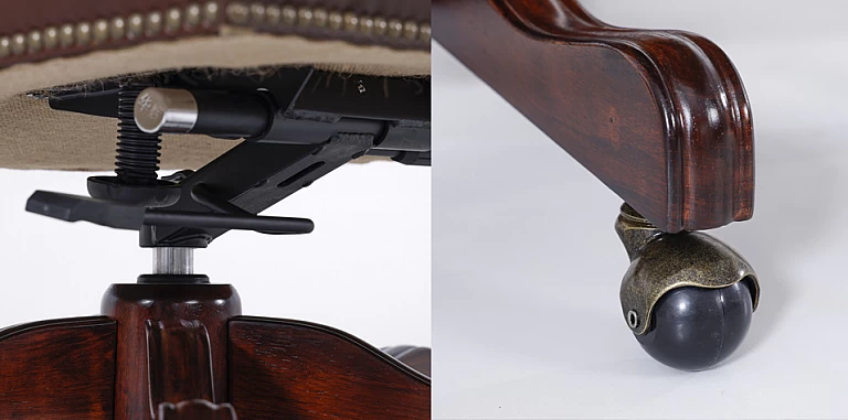 Περιστρεφόμενη δερμάτινη πολυθρόνα (42MR) ΠΟΛΥΘΡΟΝΑ ΓΡΑΦΕΙΟΥ Καρέκλα γραφείου από γνήσιο δέρμα με μασίφ ξύλινη βάση