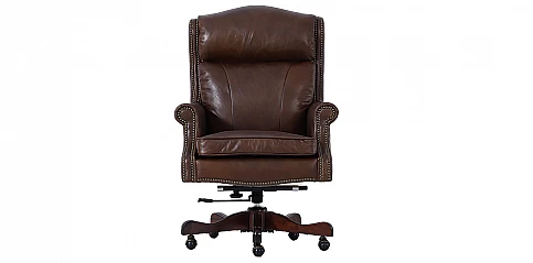 Πολυθρόνα Γραφείου Δερμάτινη Περιστρεφόμενη με Ανάκλιση & Ρύθμιση Ύψους (43GE)
