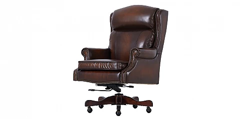 Πολυθρόνα Γραφείου Δερμάτινη Περιστρεφόμενη με Ανάκλιση & Ρύθμιση Ύψους (43RB)