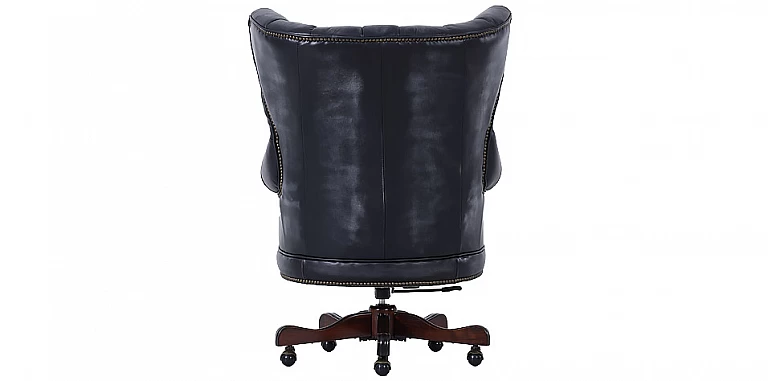 Καρέκλα γραφείου από γνήσιο δέρμα με μασίφ ξύλινη βάση
