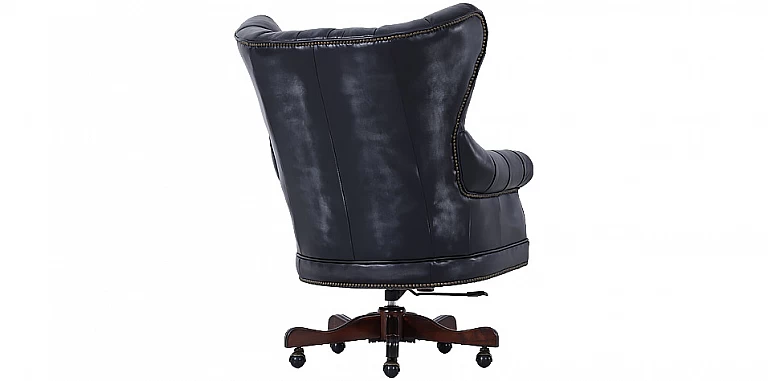 Καρέκλα γραφείου από γνήσιο δέρμα με μασίφ ξύλινη βάση