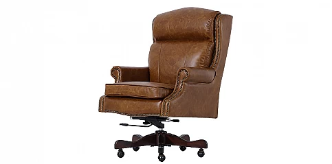 Πολυθρόνα Γραφείου Δερμάτινη Περιστρεφόμενη με Ανάκλιση & Ρύθμιση Ύψους (43CI)