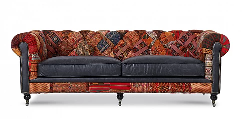 Δερμάτινος 3θέσιος καναπές "Patchwork" (23BM)