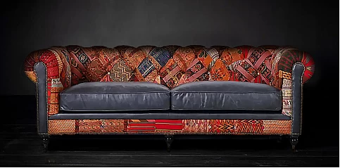 Δερμάτινος 3θέσιος καναπές "Patchwork" (23BM)