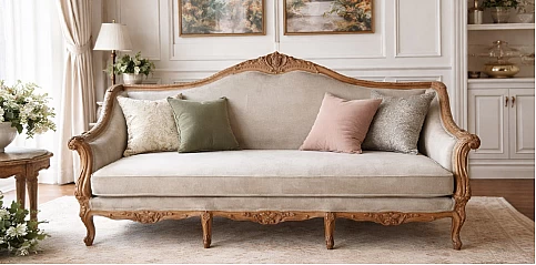 Καναπές Στυλ Louis Quinze με Βελούδινη Επένδυση (0006)