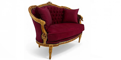 Μπαρόκ Καναπεδάκι Χρυσό – Στυλ Louis Quinze  (X016B)