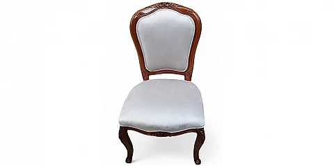 Καρέκλα Τραπεζαρίας Κλασική σε Λευκό Βελούδο (KARDIA)