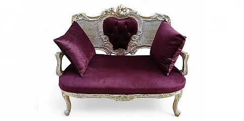 Louis XVI σκαλιστός καναπές σε κόκκινο βελούδο (0005)