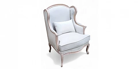 Κλασική Πολυθρόνα με Ψηλή Πλάτη και Βελούδινη Επένδυση σε Ντεκαπέ Ξύλο (MPNE)