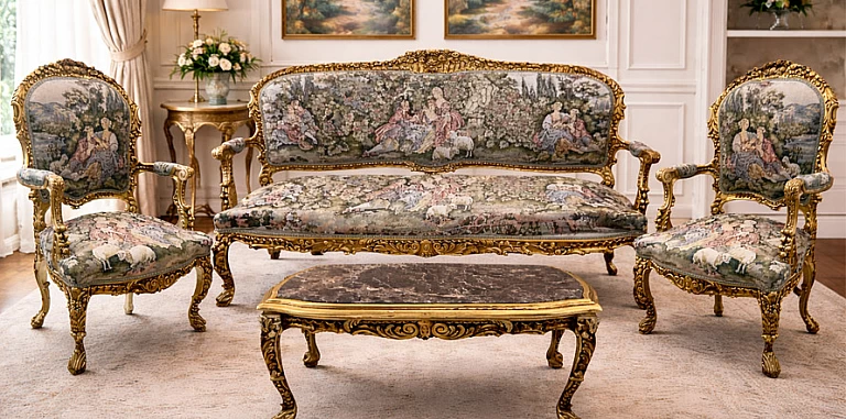  Κλασικό Σαλόνι Louis XVI -Σετ 4 Τεμαχίων (GGED)-ΣΑΛΟΝΑΚΙ Louis XV