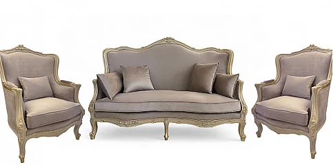 Σετ Καθιστικού Louis XV με Ξυλόγλυπτα Μοτίβα (M010)