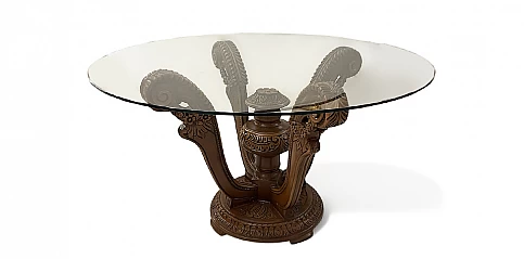 Τραπέζι τραπεζαρίας με ξυλόγλυπτη βάση (K002)