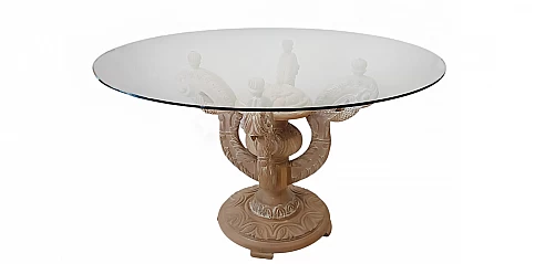 Τραπέζι τραπεζαρίας με ξυλόγλυπτη βάση (0001D)